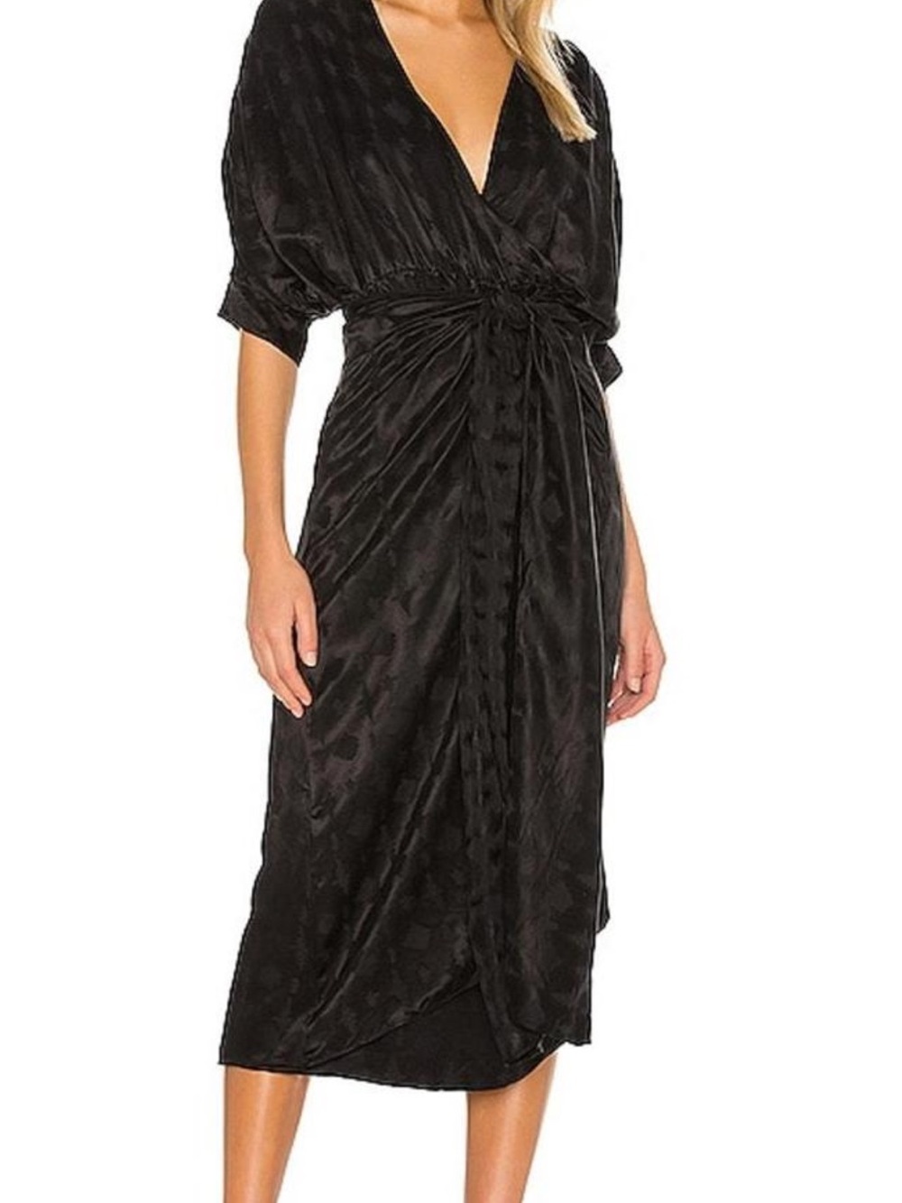 Callahan Black Satin Wrap Robe Dress